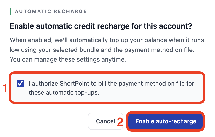 Enable auto-recharge