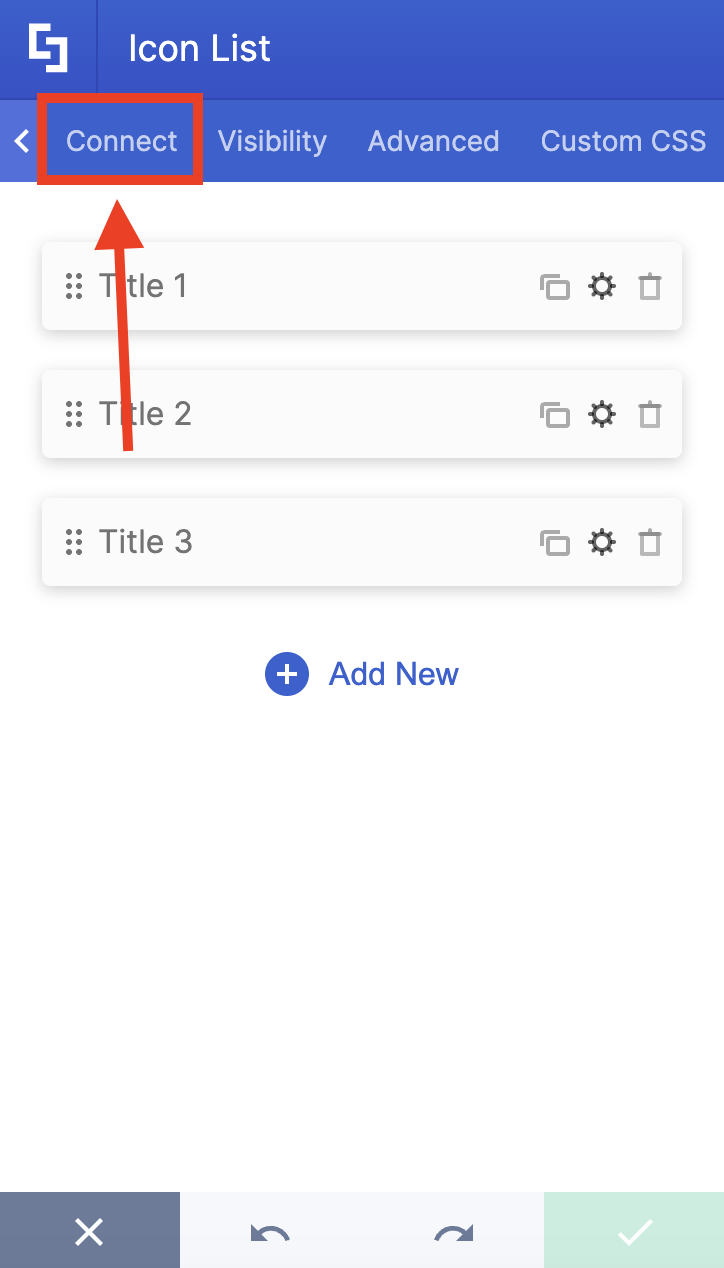 Connect tab