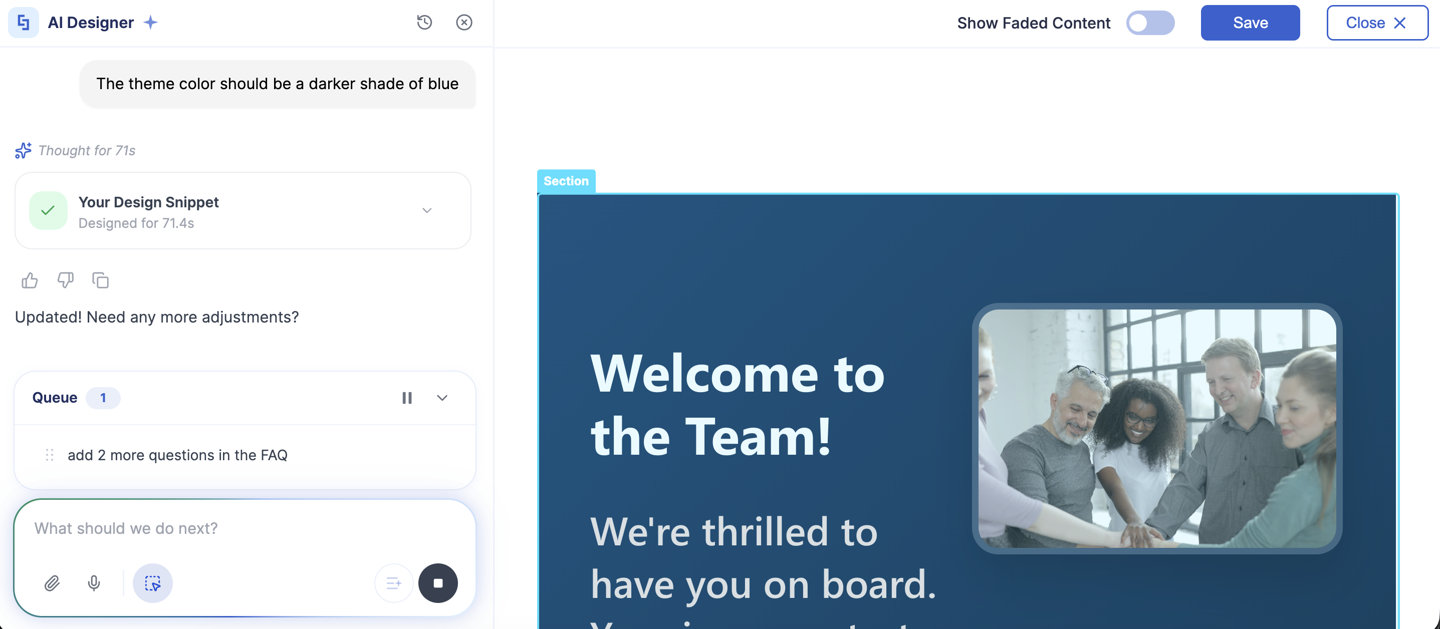 Displaying the AI Designer panel inside how to use the ShortPoint AI Designer