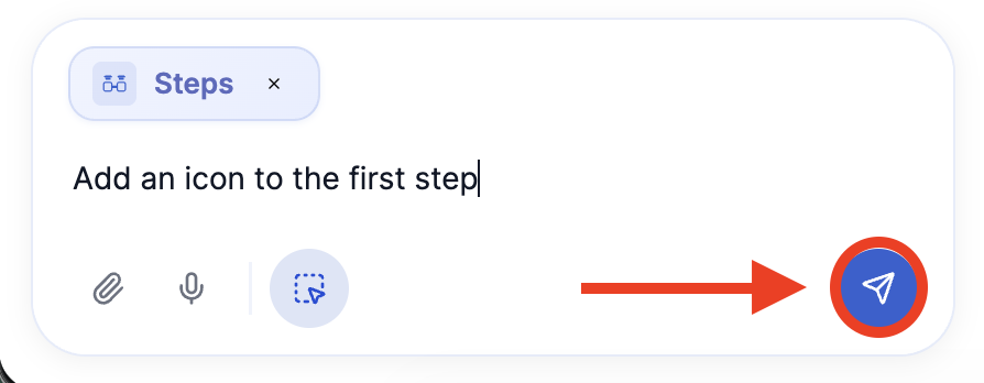 Clicking the blue enter icon to send targeted instructions
