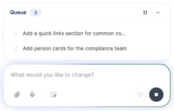 Queue bo interface of the ShortPoint AI Designer