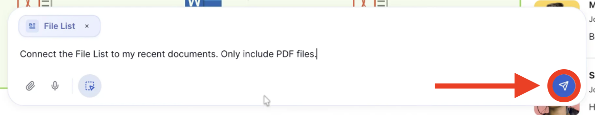 Clicking the blue enter icon to send generation instructions