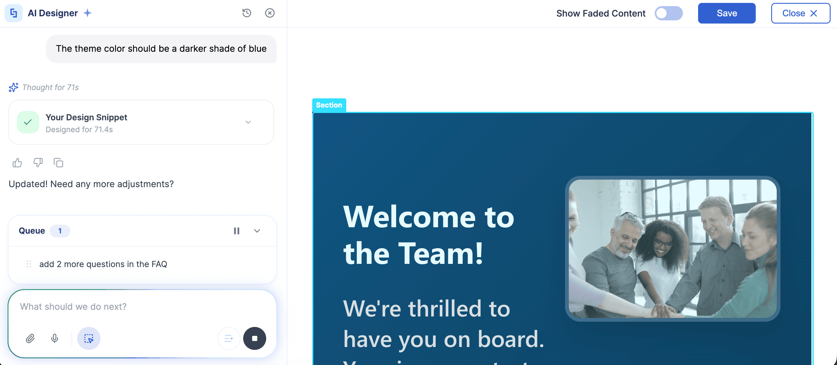 Displaying the AI Designer panel inside how to use the ShortPoint AI Designer
