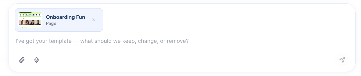 Describing what to modify inside the prompt input box for template editing