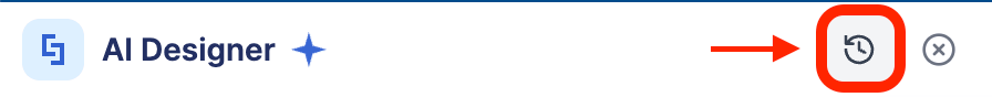 Selecting the Version History icon inside the panel to revert prompt versions