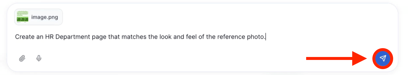 Submitting the visual reference and instructions by clicking Enter in the AI panel