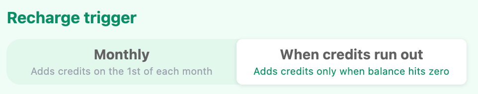 Choosing whether to buy AI credits monthly or when it runs out