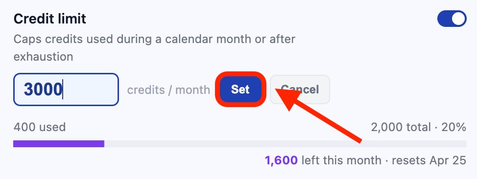 Setting the month AI credit limit for the whole SharePoint tenant