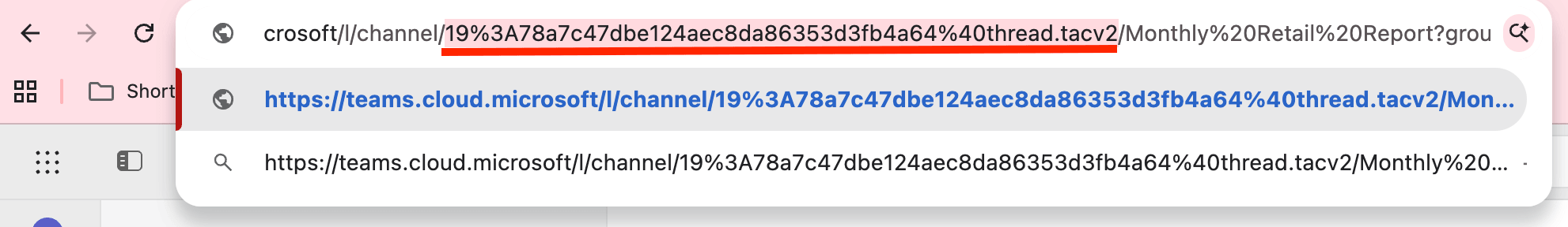 Locating the specific alphanumeric string between forward slashes in the browser address bar