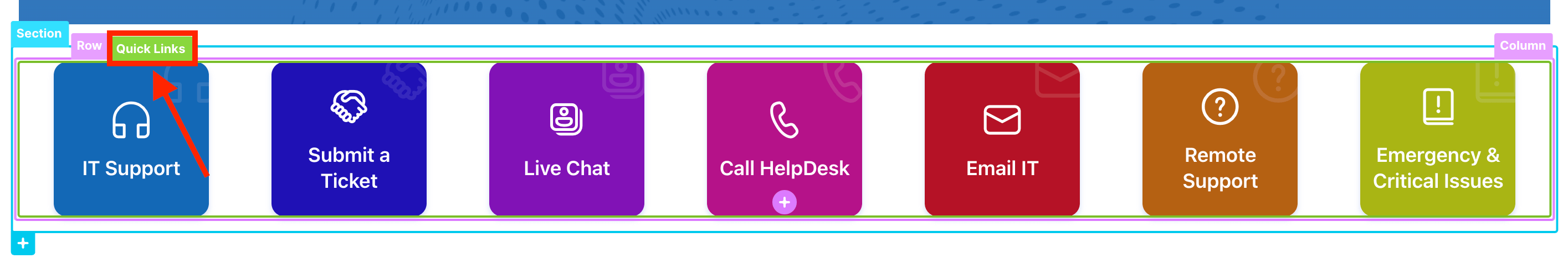Clicking the EasyPass tag of a Tiles Design Element while in edit mode