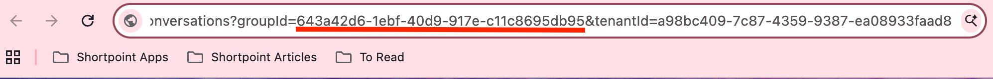 Locating the specific string of characters following the groupID parameter in the address bar