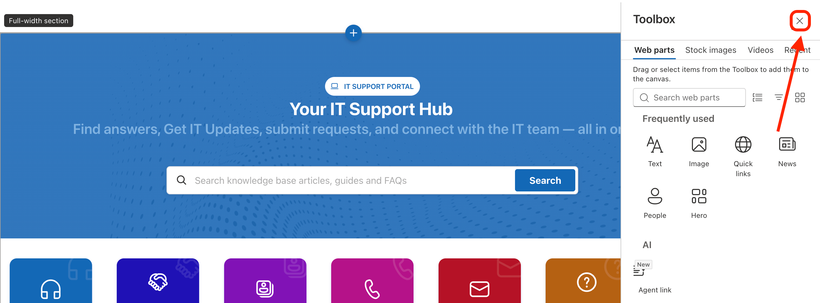 Closing the SharePoint Toolbox panel before opening the ShortPoint web part properties