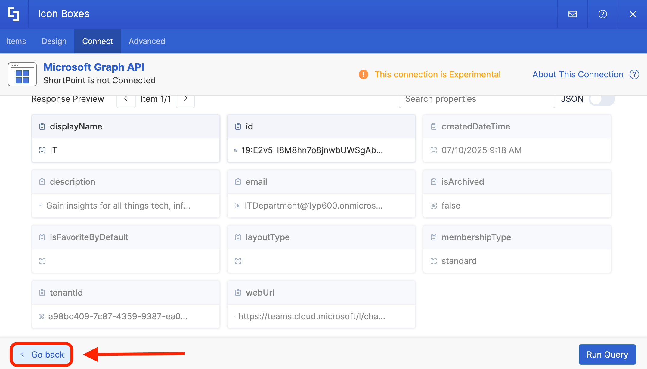 Locating and copying the required channel ID from the live response parameters
