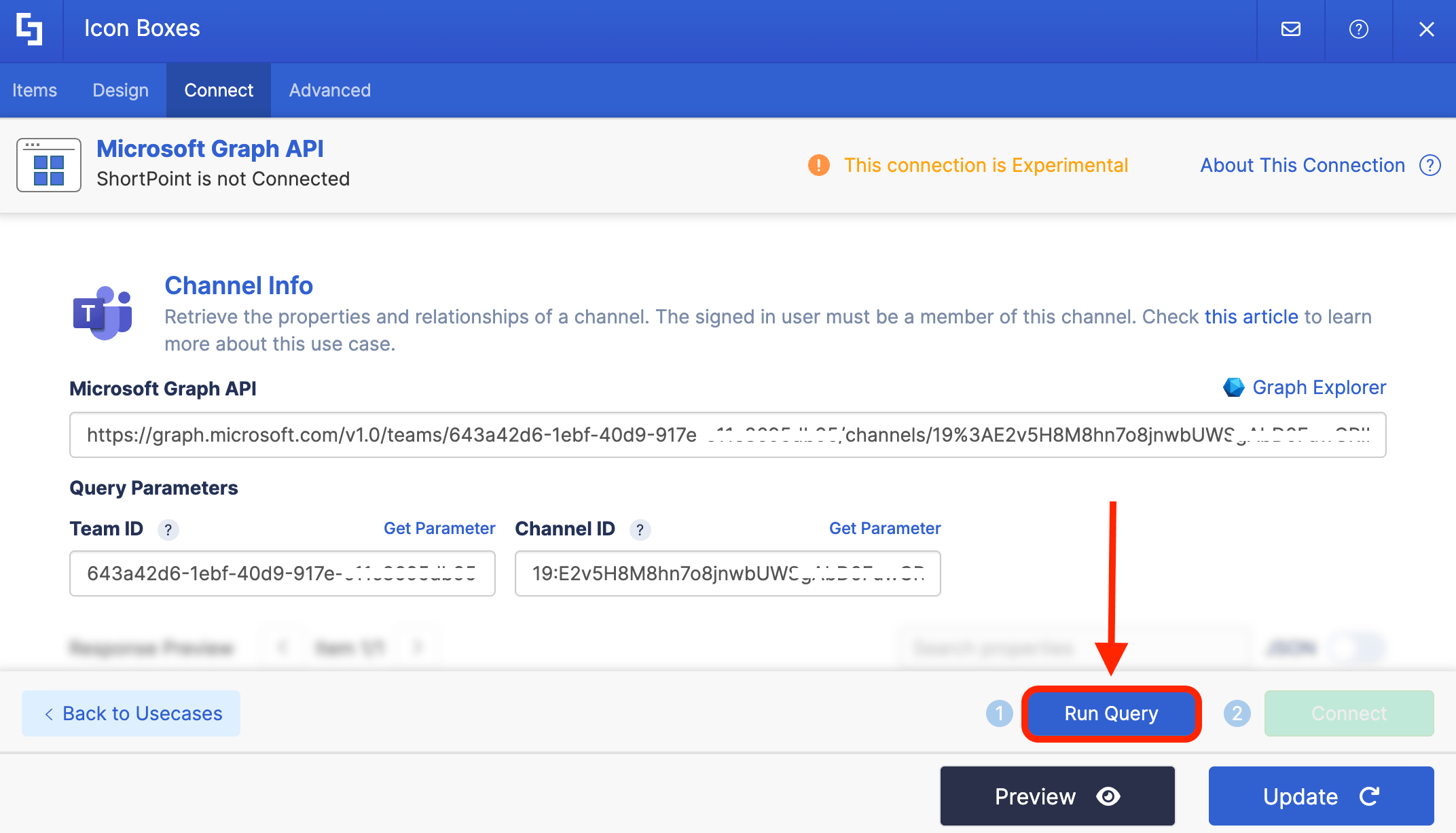 Running the final validation query to confirm data retrieval from Microsoft Teams