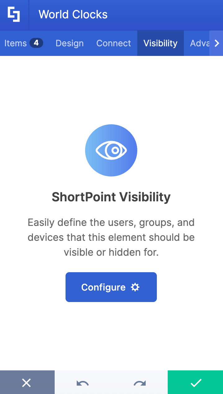 Showcasing Visibility tab interface in settings window