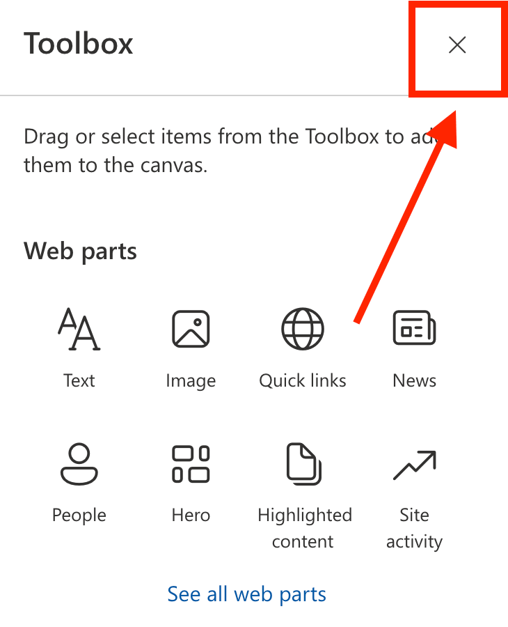 Closing the SharePoint Toolbox before editing the web part for design options