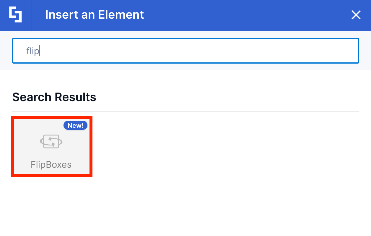 Selecting FlipBoxes from the ShortPoint Design Elements search menu library