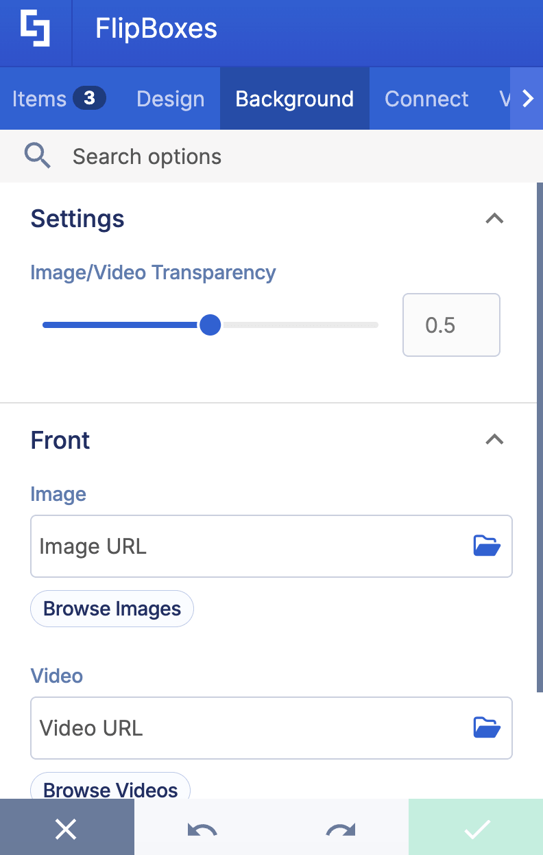 Adding background image or video in the background tab