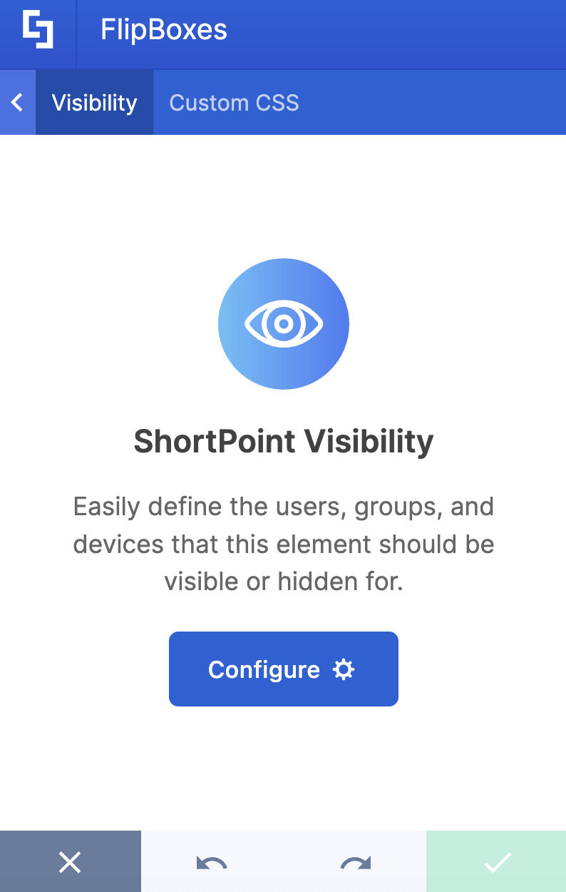Setting up visibility settings for the FlipBoxes Design Element