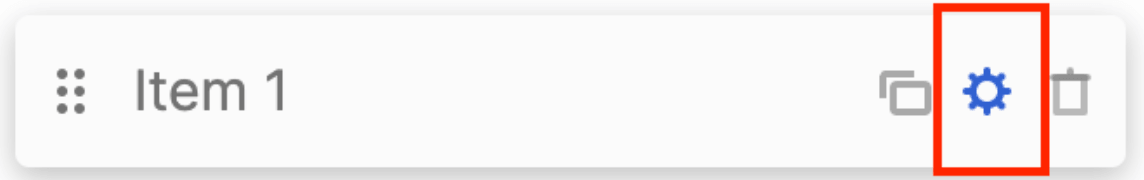 Clicking the cogwheel icon to configure properties of an individual toggle item