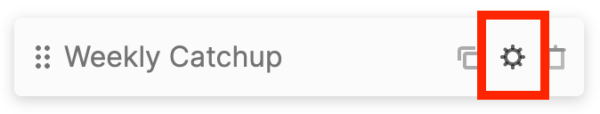Opening the item settings by clicking the cogwheel icon in the calendar content list