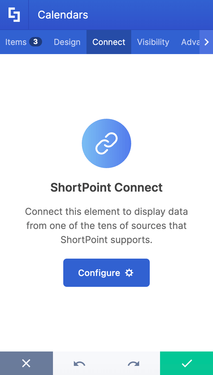 Create dynamic calendar content inside the Connect tab