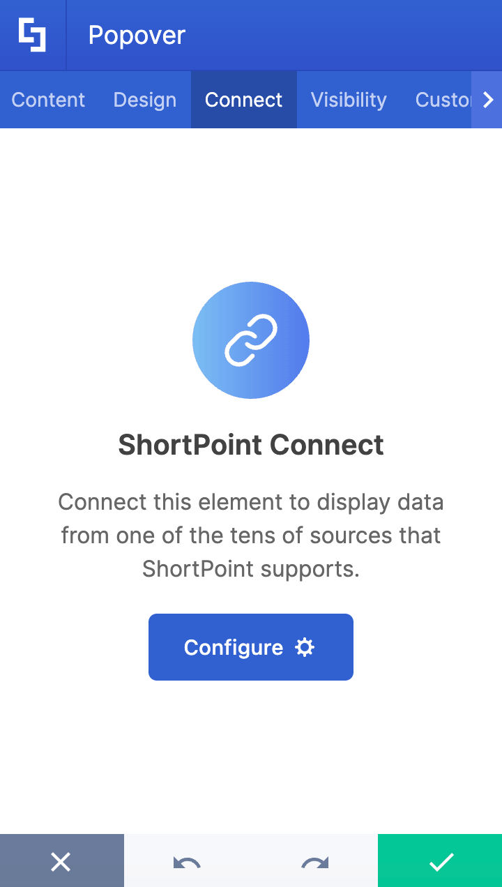 Establishing data source connections within the Popover integration settings tab