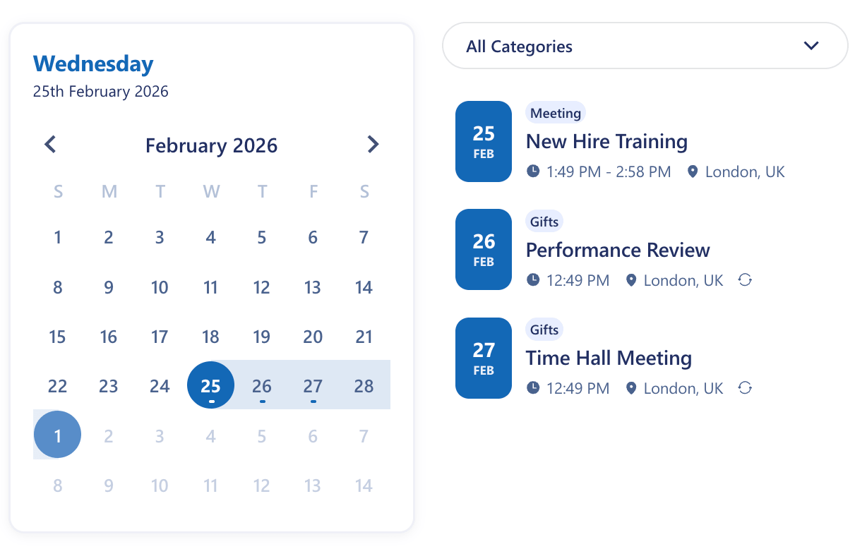 Preview of a vibrant calendar design style for the design element