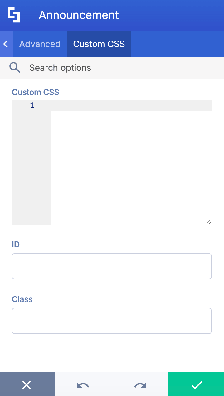 Injecting customized codes to modify the announcement design element