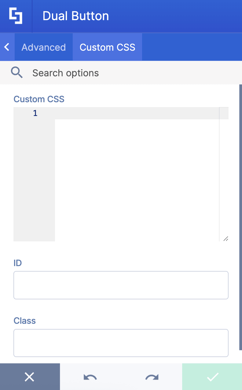 Add custom css code for the dual button in the custom css tab