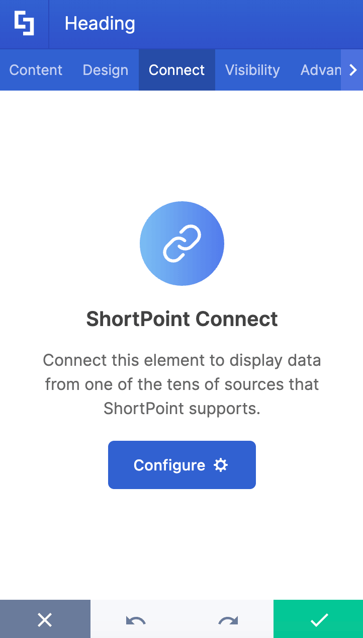 Establishing dynamic integrations with data sources using the ShortPoint Connect panel