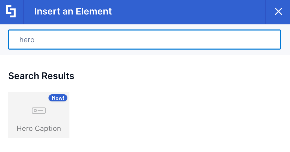 Finding the Hero Caption element and selecting it