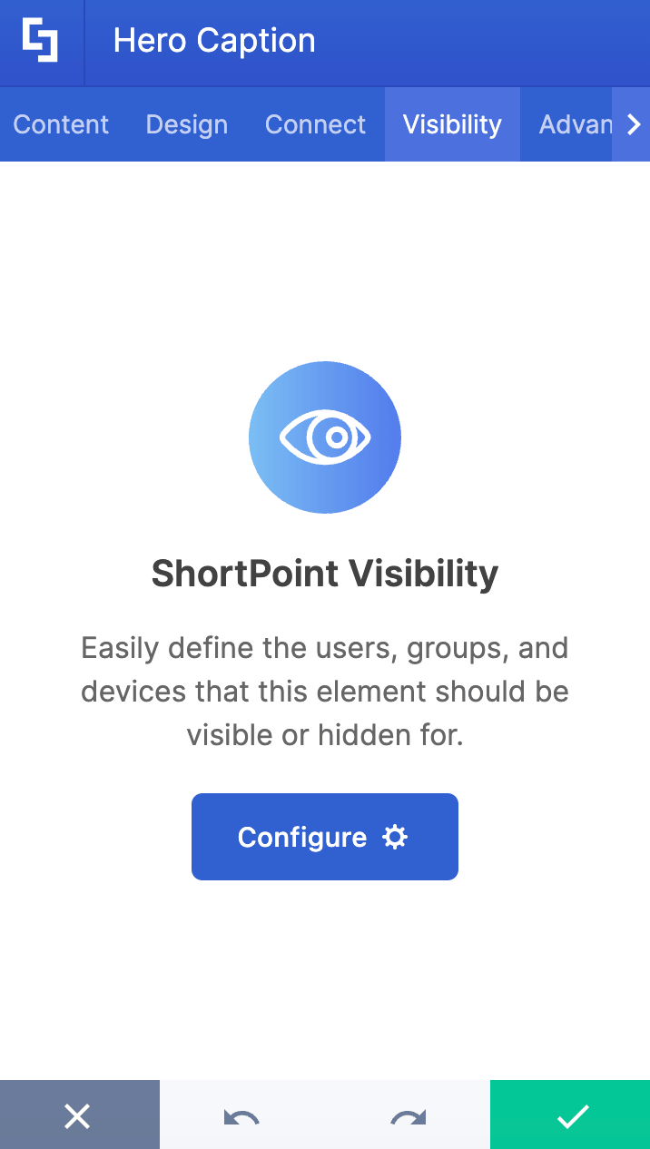 Target managing visibility permissions for specific users, groups, or devices in the Visibility tab