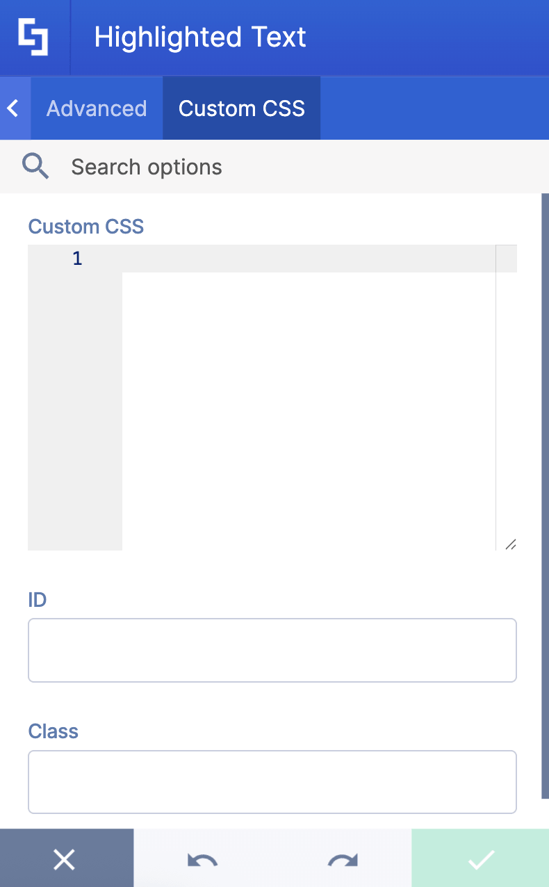 Injecting custom CSS classes, code IDs, and custom styles into the custom css tab