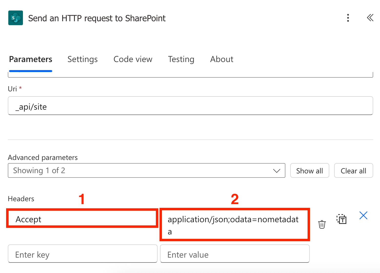 Adding json configuration details into the flow header properties
