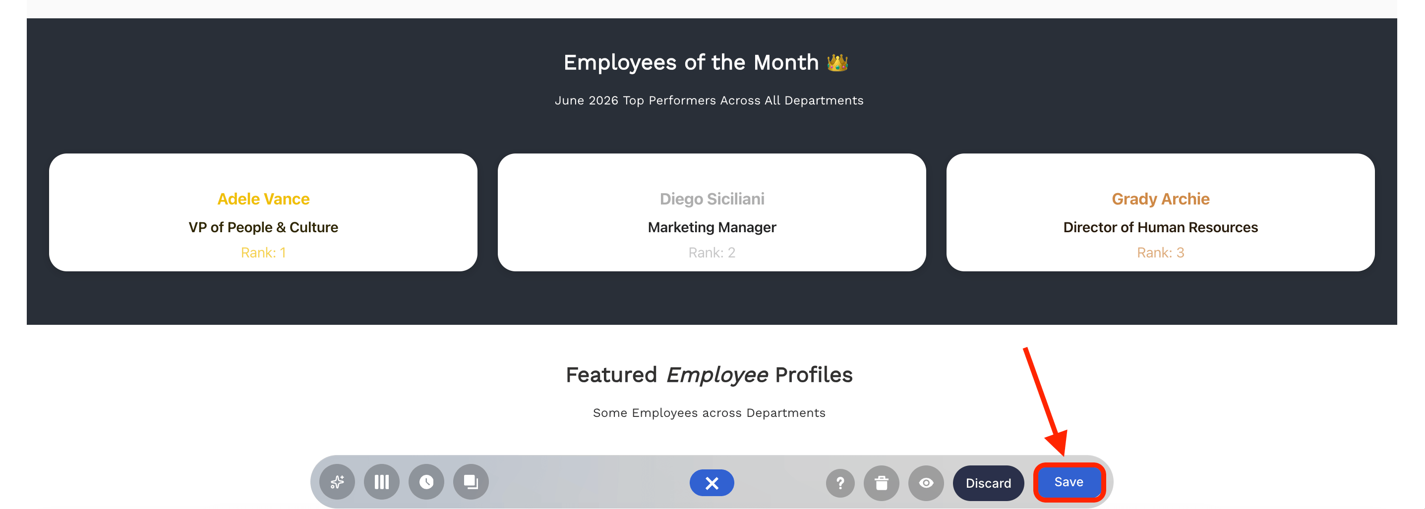 Clicking the Save button to preserve layout changes