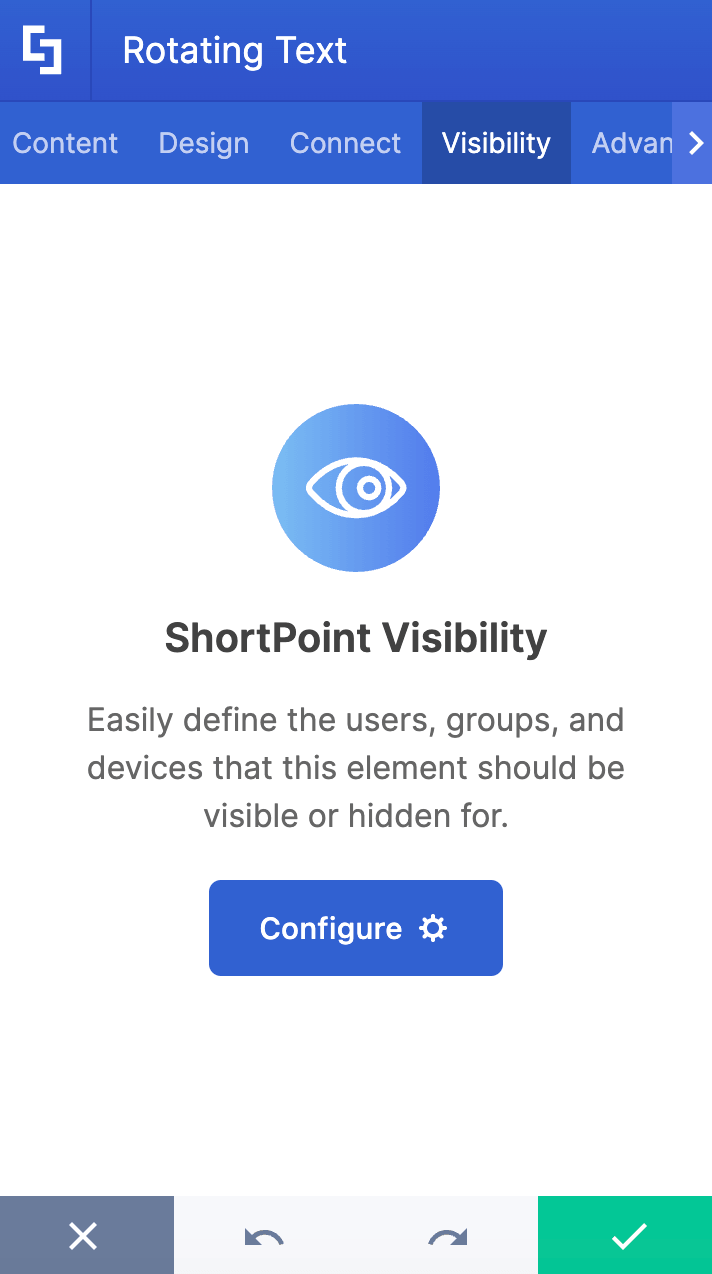 Managing device access parameters or audience targeting inside the Visibility control tab