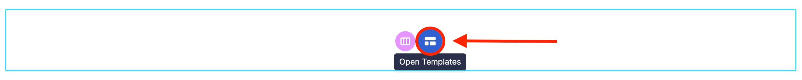 Opening the templates library menu within the Page Builder