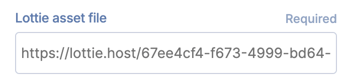 Pasting the lottie asset link in the required field