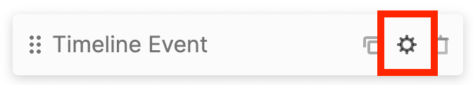 Clicking the cogwheel icon of the timeline event to edit its content