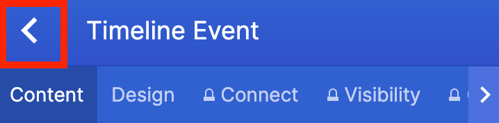 Clicking the back button inside the content configuration panel