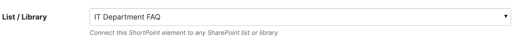 Matching the target database by choosing IT Department FAQ from the dropdown selector