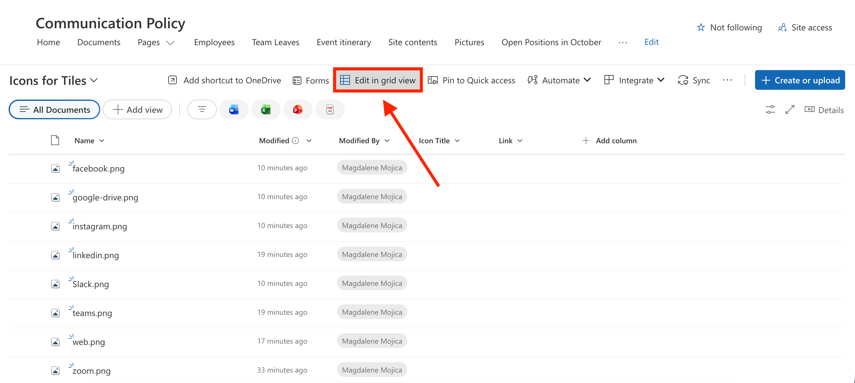 Selecting Edit in grid view to update rows simultaneously and efficiently