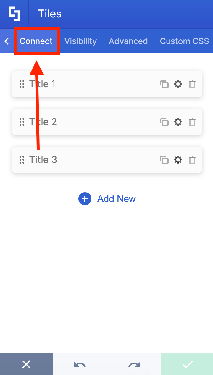 Navigating to the Connect tab inside the ShortPoint configuration panel menu