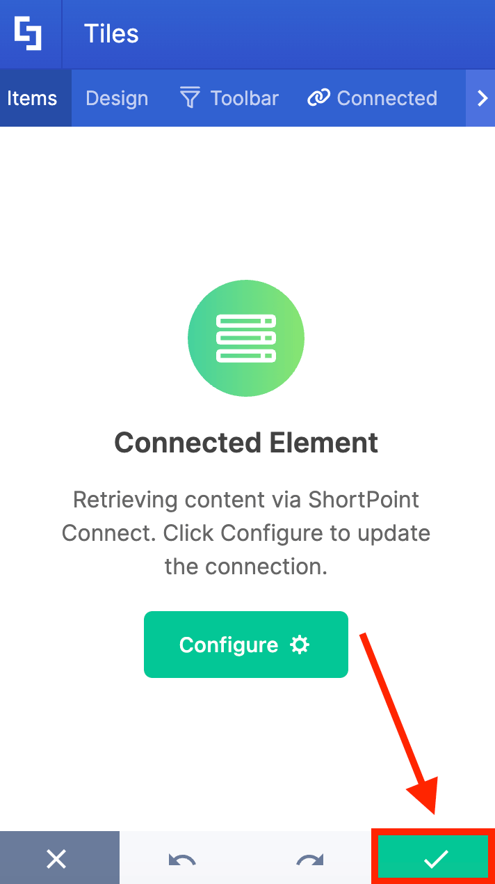 Clicking the green checkmark to save the changes