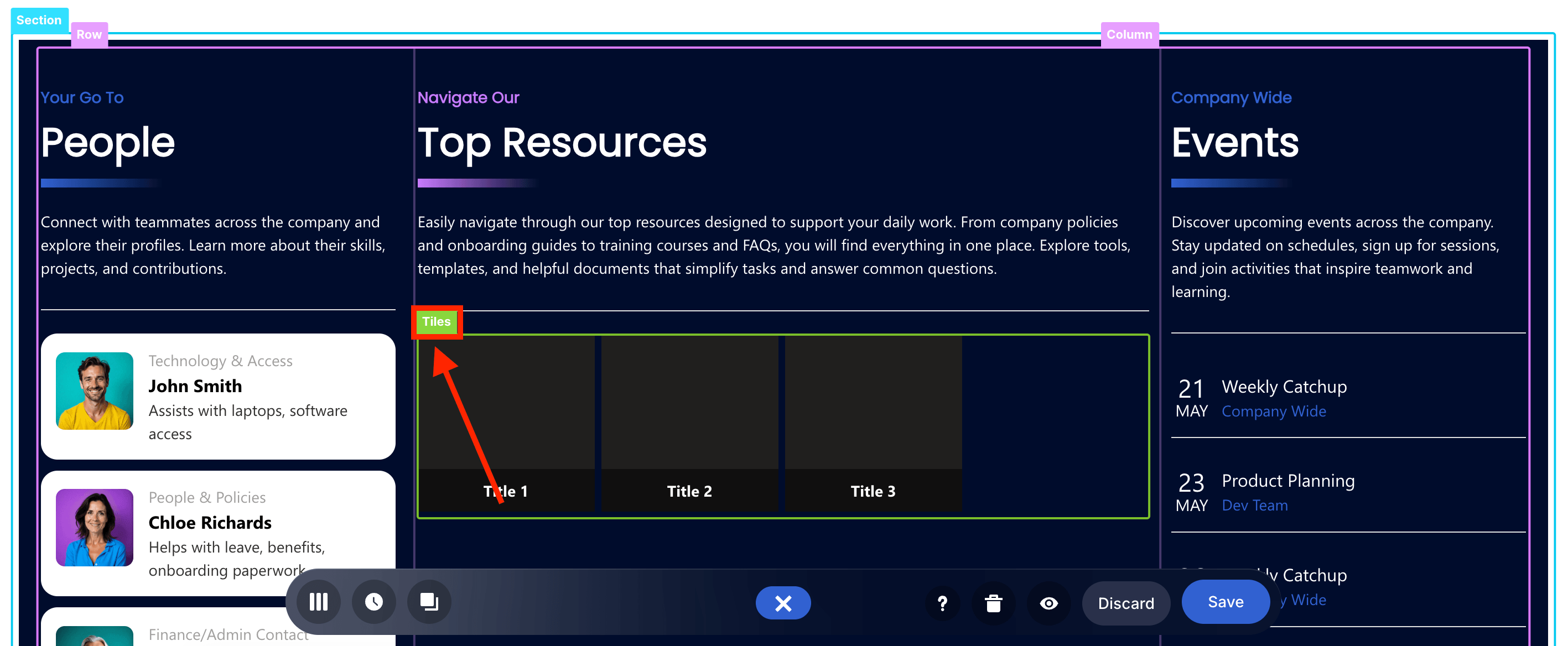 Clicking the EasyPass tag of the Design Element to open the settings window