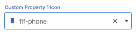 Selecting a phone icon from the Custom Property 1 Icon dropdown field