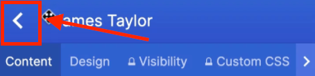 Clicking the back arrow navigation button inside the item editing panel
