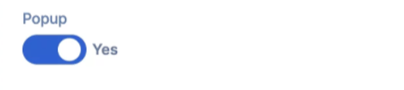Enabling the pop-up feature toggle switch inside the element settings panel