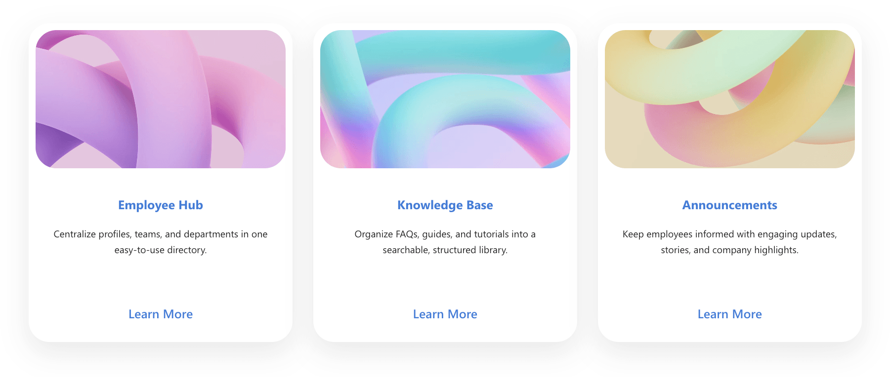 Image Boxes feature displaying interactive cards with smooth abstract graphics and descriptive text